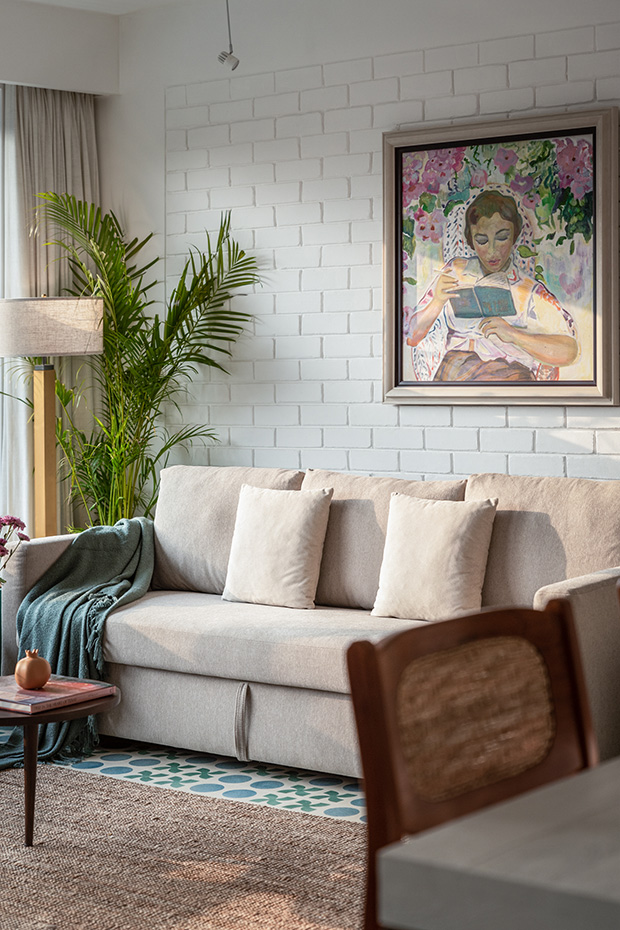 Serene living room nook at our 2bhk apartment in Goa