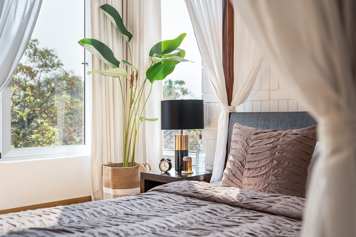 Cosy bedroom corner at a 3bhk villa in Vagator