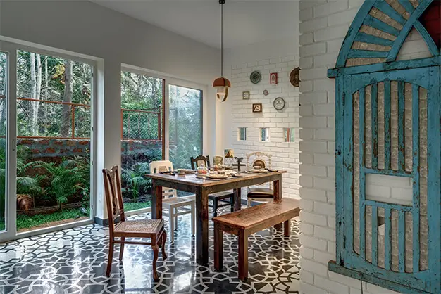 Cosy dinning corner at a 4bhk villa in North Goa