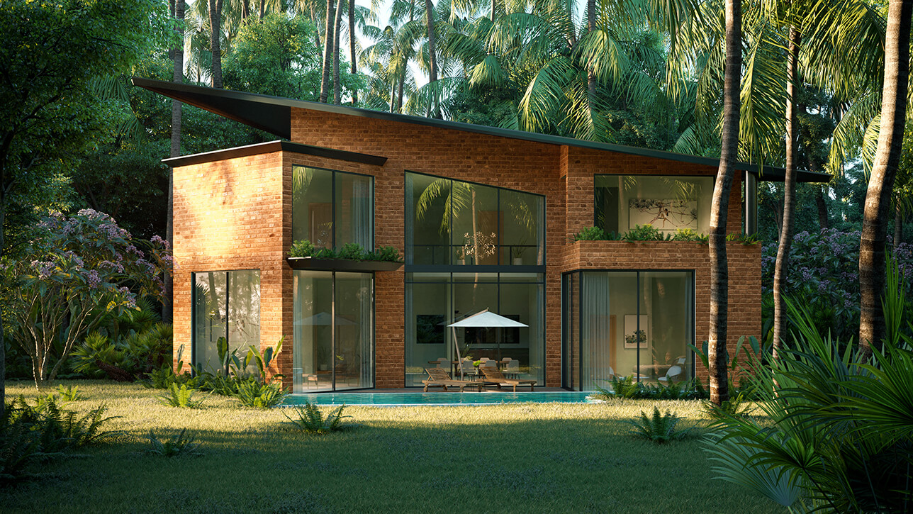 Open laterite wall 3bhk villa in Assagao