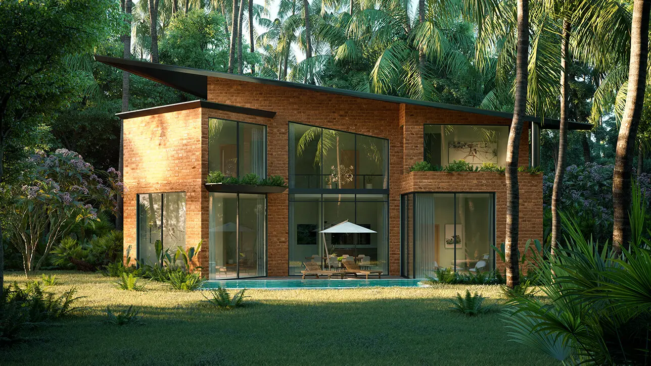 Open laterite wall 3bhk villa in Assagao