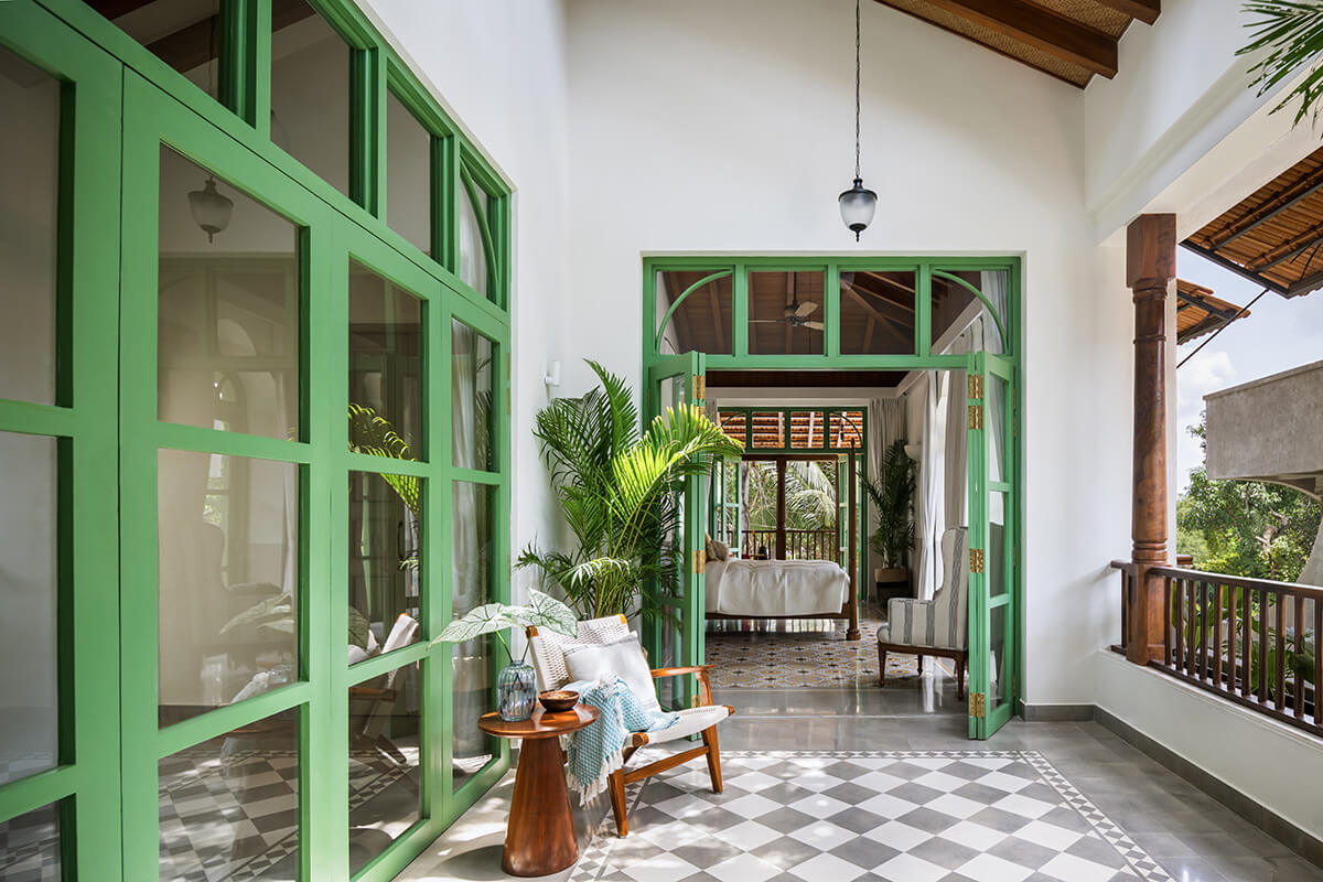 Attached balcony area at a villa in Assagao